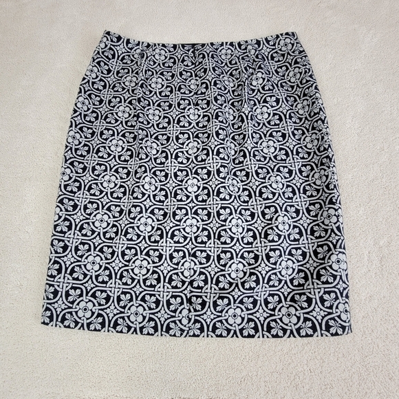 Talbots Navy/White Floral Print Pencil Skirt Sz 16 NEW - Picture 7 of 15